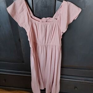 Pink Sleeve Flutter  Dress